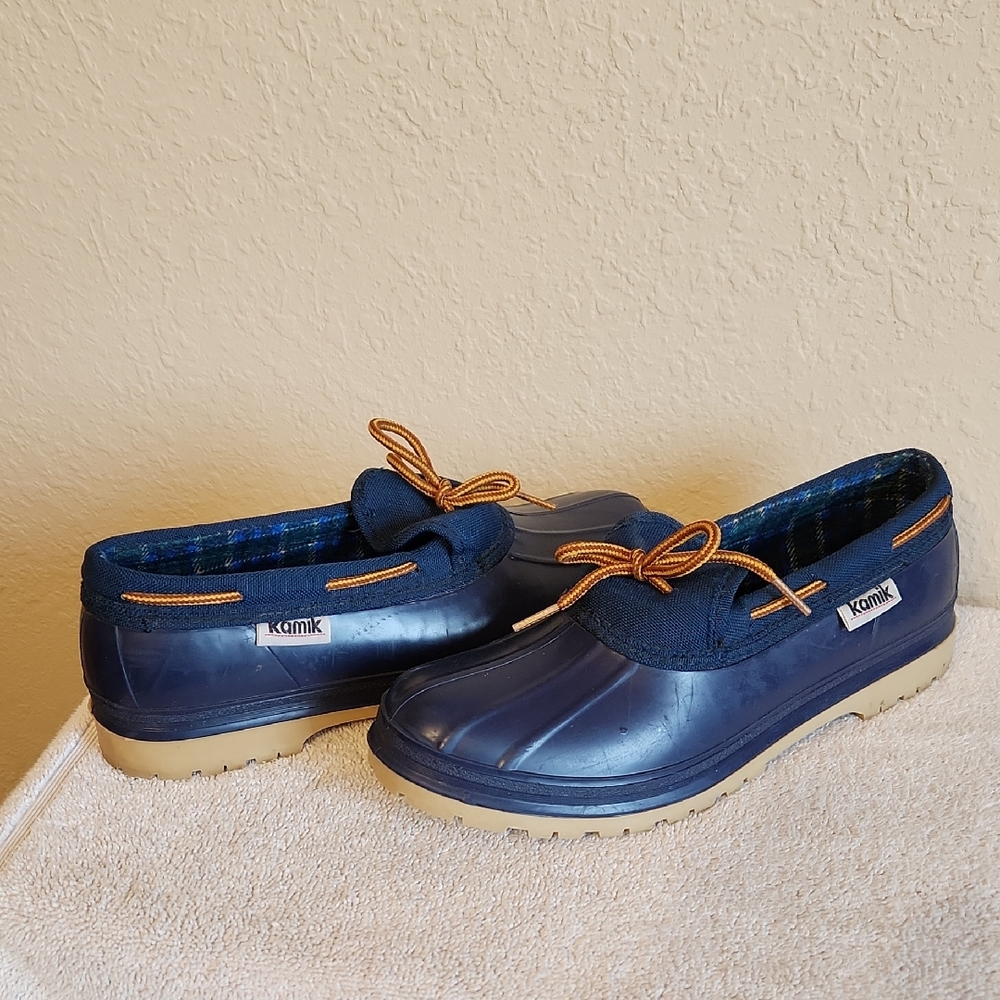 Kamik Navy Blue and Tan Winter Rain Duck Shoes